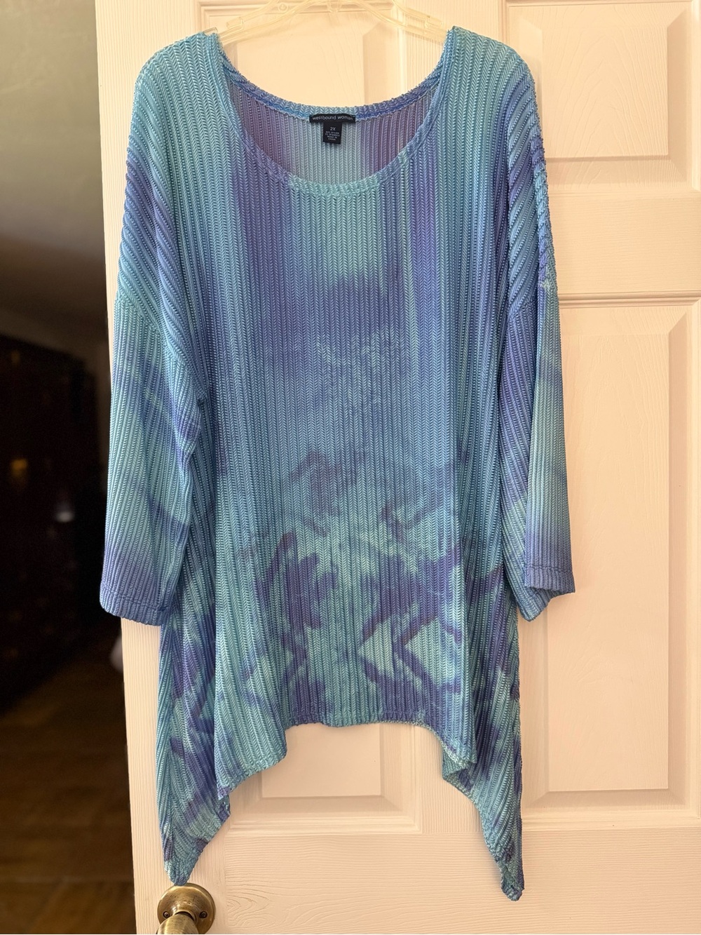 Westbound Blue Tie-Dye Ribbed Knit Tunic
